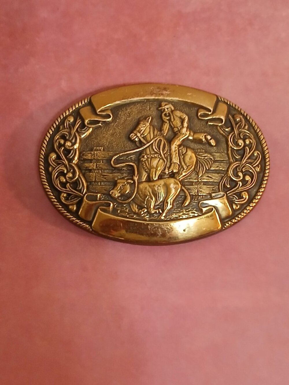 Vintage Chambers Cowboy Calf Roping Belt Buckle - Picture 2 of 6